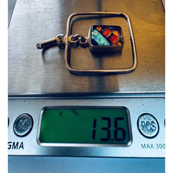 Estate 925 Sterling Silver Pendant with Colorful Dichroic Glass Art Jewelry - Picture 7 of 8